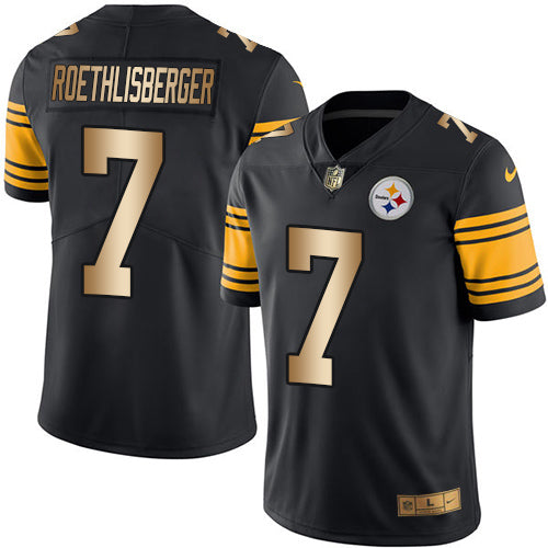Nike Steelers #7 Ben Roethlisberger Black Mens Stitched NFL Limited Gold Rush Jersey