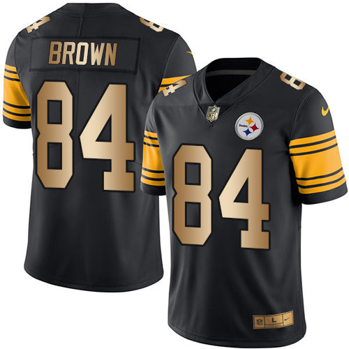 Nike Steelers #84 Antonio Brown Black Mens Stitched NFL Limited Gold Rush Jersey
