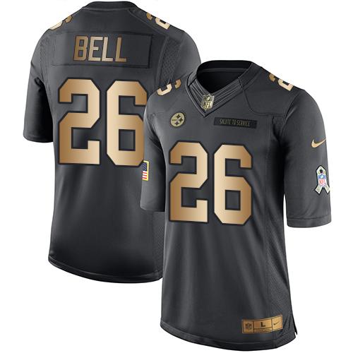 Nike Steelers #26 LeVeon Bell Black Mens Stitched NFL Limited Gold Salute To Service Jersey