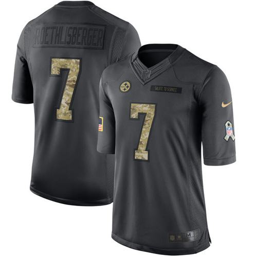 Nike Steelers #7 Ben Roethlisberger Black Mens Stitched NFL Limited 2016 Salute to Service Jersey