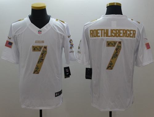 Nike Steelers #7 Ben Roethlisberger White Mens Stitched NFL Limited Salute to Service Jersey