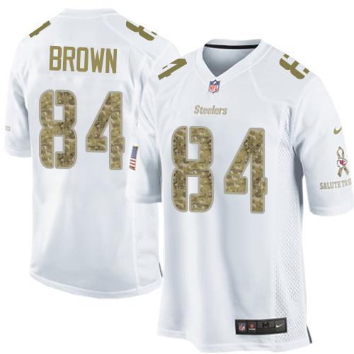 Nike Steelers #84 Antonio Brown White Mens Stitched NFL Limited Salute to Service Jersey