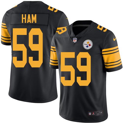 Nike Steelers #59 Jack Ham Black Mens Stitched NFL Limited Rush Jersey