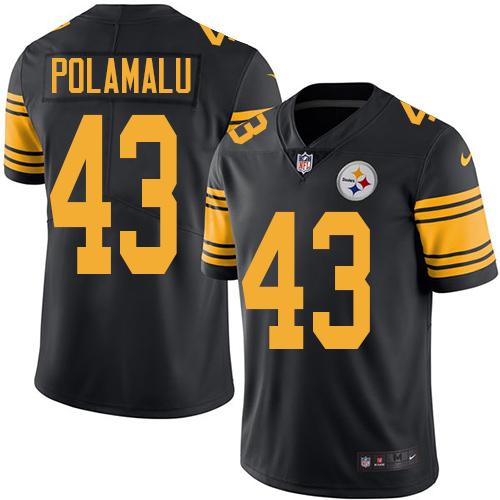 Nike Steelers #43 Troy Polamalu Black Mens Stitched NFL Limited Rush Jersey
