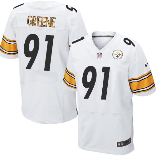 Nike Steelers #91 Kevin Greene White Mens Stitched NFL Elite Jersey