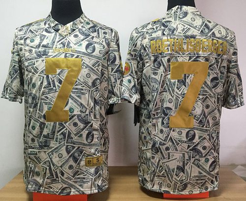 Nike Steelers #7 Ben Roethlisberger Dollar Fashion Mens Stitched NFL Elite Jersey