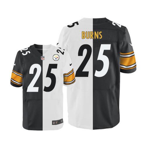 Nike Steelers #25 Artie Burns White/Black Mens Stitched NFL Elite Split Jersey