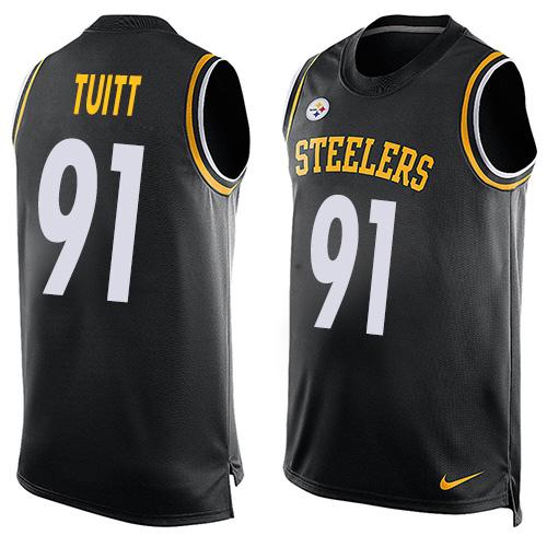 Nike Steelers #91 Stephon Tuitt Black Team Color Mens Stitched NFL Limited Tank Top Jersey