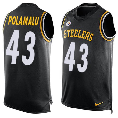 Nike Steelers #43 Troy Polamalu Black Team Color Mens Stitched NFL Limited Tank Top Jersey