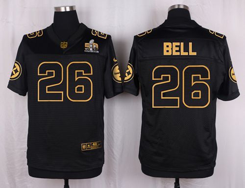 Nike Steelers #26 LeVeon Bell Black Mens Stitched NFL Elite Pro Line Gold Collection Jersey