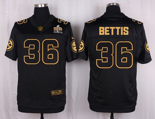Nike Steelers #36 Jerome Bettis Black Mens Stitched NFL Elite Pro Line Gold Collection Jersey