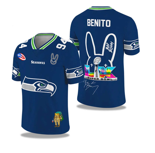 Mens Seattle Seahawks 2025/2026 Bowl LX Print Jersey