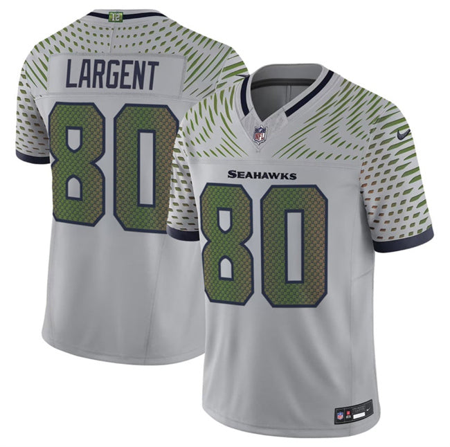 Mens Seattle Seahawks #80 Steve Largent Grey 2025 FUSE ¡°Rivalries¡± Vapor Untouchable Limited Stitched Football Jersey