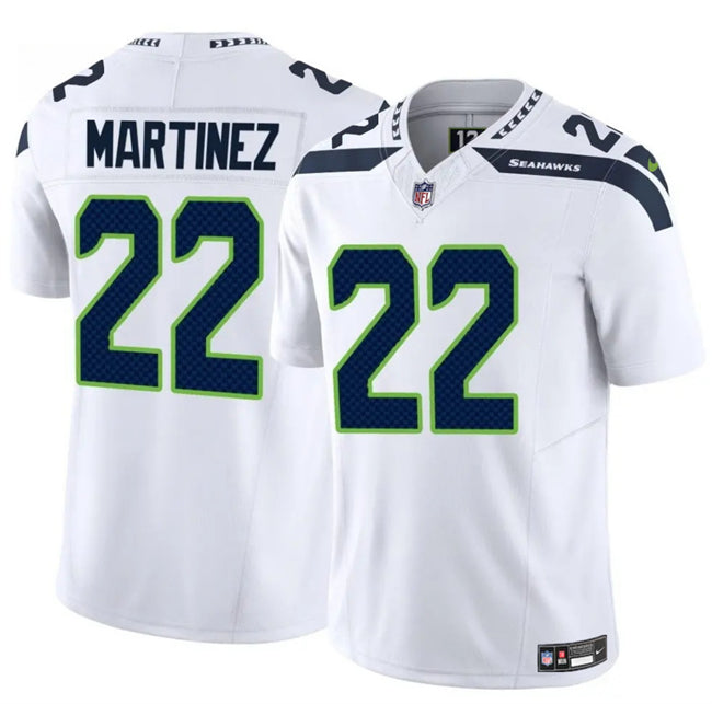 Mens Seattle Seahawks #22 Damien Martinez White 2025 FUSE Vapor Untouchable Limited Stitched Football Jersey