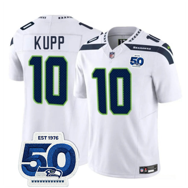 Mens Seattle Seahawks #10 Cooper Kupp White 2025 FUSE Vapor Untouchable Limited Stitched Football Jersey