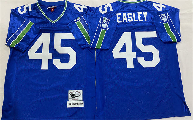 Mens Seattle Seahawks #45 Kenny Easley Royal Throwback Stitched Football Jersey