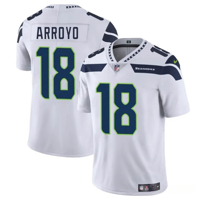 Mens Seattle Seahawks #18 Elijah Arroyo White 2025 Draft Vapor Limited Stitched Football Jersey
