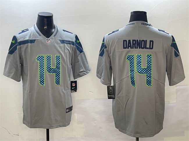 Mens Seattle Seahawks #14 Sam Darnold Grey 2025 Vapor Limited Stitched Football Jersey