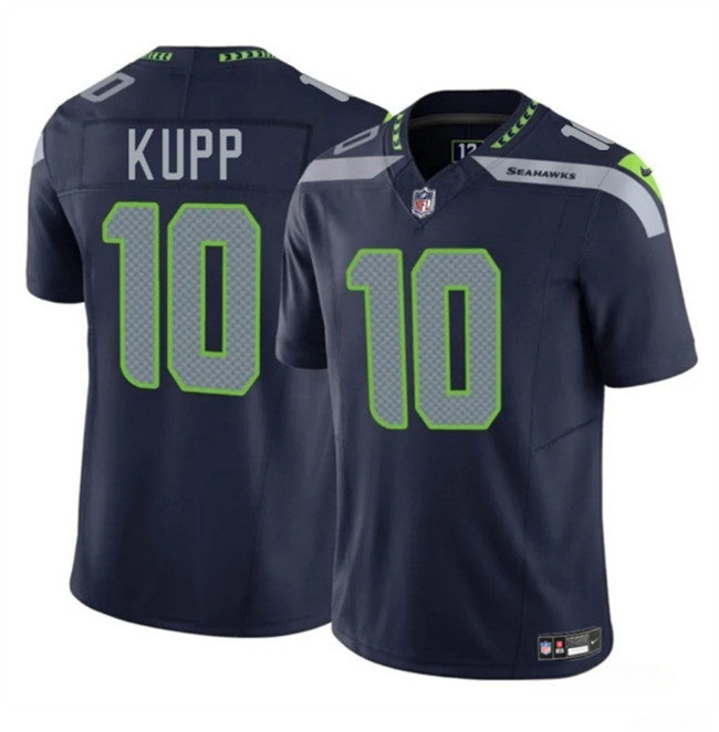 Mens Seattle Seahawks #10 Cooper Kupp Navy 2025 FUSE Vapor Limited Stitched Football Jersey