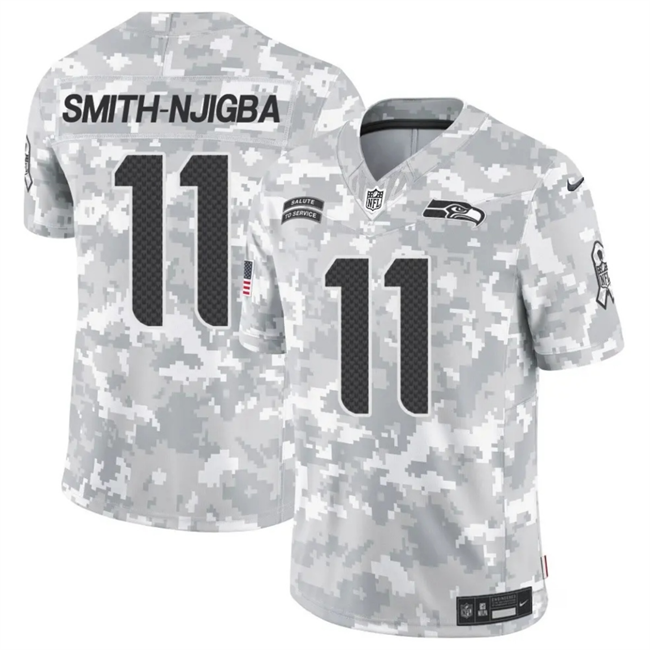 Mens Seattle Seahawks #11 Jaxon Smith-Njigba 2024 FUSE Arctic Camo Salute to Service Limited Stitched Football Jersey