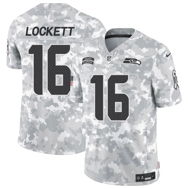 Mens Seattle Seahawks #16 Tyler Lockett 2024 FUSE Arctic Camo Salute to Service Limited Stitched Football Jersey