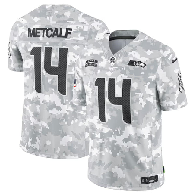 Mens Seattle Seahawks #14 DK Metcalf 2024 FUSE Arctic Camo Salute to Service Limited Stitched Football Jersey