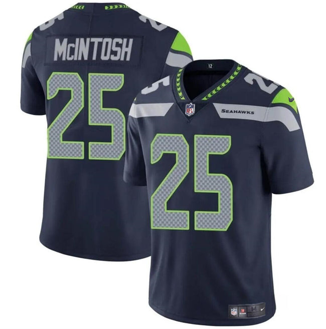 Mens Seattle Seahawks #25 Kenny McIntosh Navy Vapor Limited Stitched Football Jersey