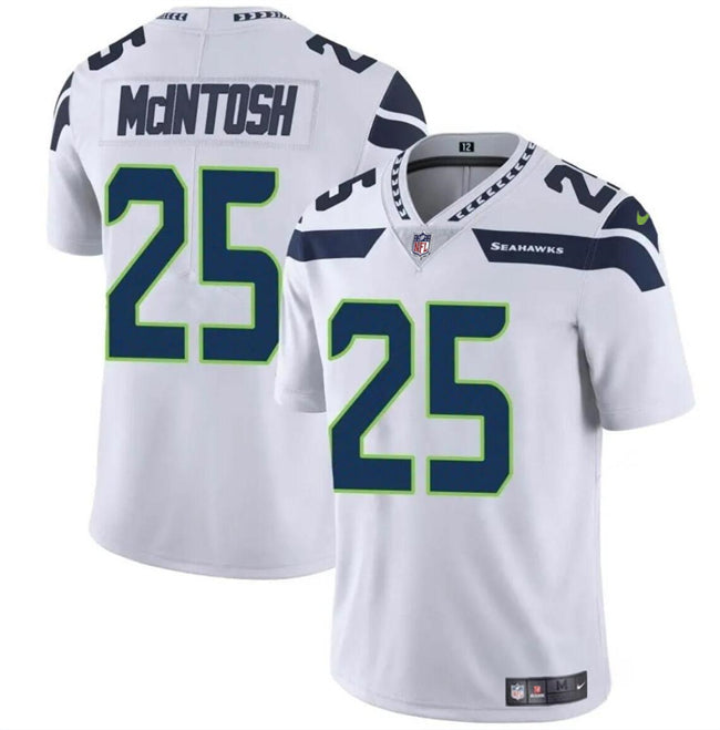 Mens Seattle Seahawks #25 Kenny McIntosh White Vapor Limited Stitched Football Jersey