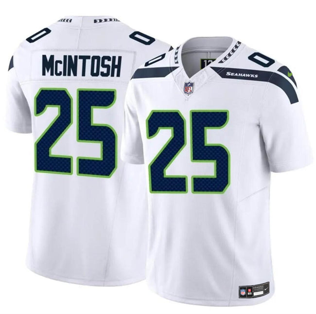 Mens Seattle Seahawks #25 Kenny McIntosh White 2024 FUSE Vapor Limited Stitched Football Jersey