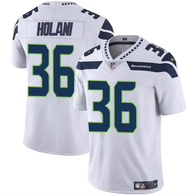 Mens Seattle Seahawks #36 George Holani White Vapor Limited Stitched Football Jersey