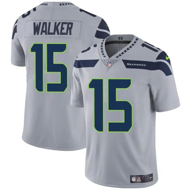 Mens Seattle Seahawks #15 PJ Walker Grey Vapor Limited Stitched Football Jersey