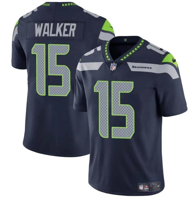 Mens Seattle Seahawks #15 PJ Walker Navy Vapor Limited Stitched Football Jersey