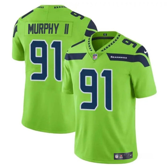 Mens Seattle Seahawks #91 Byron Murphy II Green 2024 Draft Vapor Limited Stitched Football Jersey