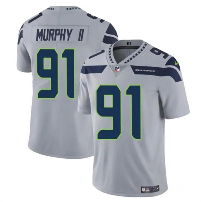 Mens Seattle Seahawks #91 Byron Murphy II Grey 2024 Draft Vapor Limited Stitched Football Jersey