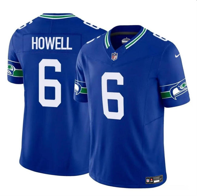 Mens Seattle Seahawks #6 Sam Howell Royal 2023 FUSE Vapor Throwback Limited Stitched Football Jersey