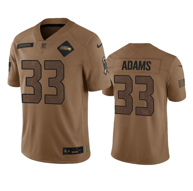 Mens Seattle Seahawks #33 Jamal Adams 2023 Brown Salute To Service Limited Stitched Football Jersey