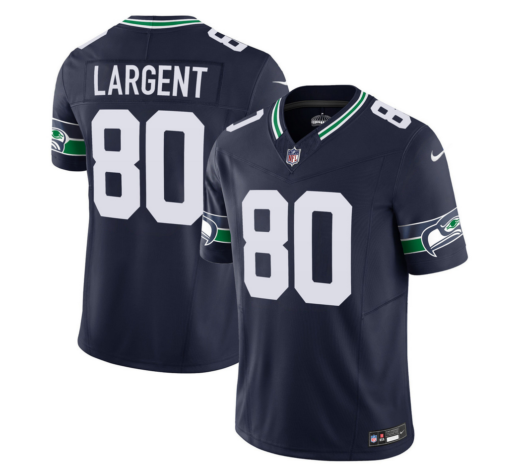 Mens Seattle Seahawks #80 Steve Largent 2023 FUSE Navy Limited Stitched Football Jersey