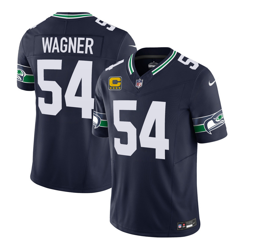 Mens Seattle Seahawks #54 Bobby Wagner 2023 FUSE With 4-Star C Patch Navy Limited Stitched Football Jersey