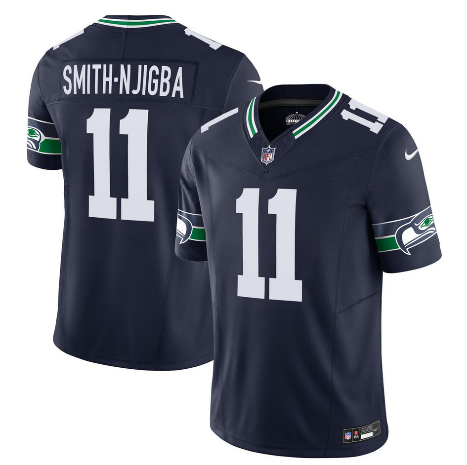 Mens Seattle Seahawks #11 Jaxon Smith-Njigba 2023 FUSE Navy Limited Stitched Football Jersey
