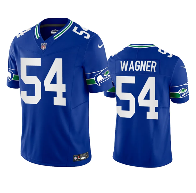 Mens Seattle Seahawks #54 Bobby Wagner Royal 2023 FUSE Vapor Limited Throwback Stitched Jersey