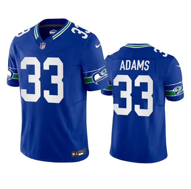 Mens Seattle Seahawks #33 Jamal Adams Royal 2023 FUSE Vapor Limited Throwback Stitched Jersey