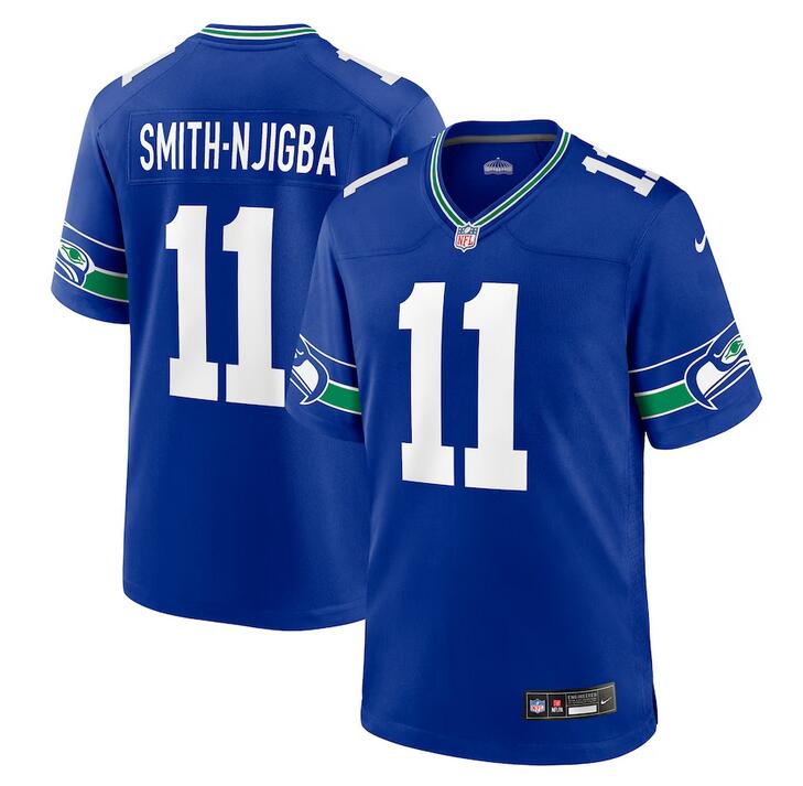 Mens Seattle Seahawks #11 Jaxon Smith-Njigba Royal Throwback Player Stitched Game Jersey