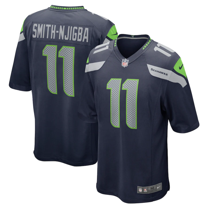 Mens Seattle Seahawks #11 Jaxon Smith-Njigba Navy 2023 Draft Stitched Game Jersey