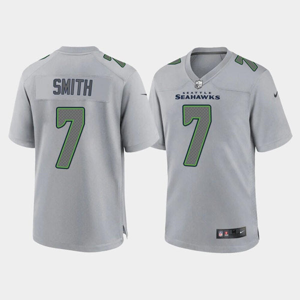 Mens Seattle Seahawks #7 Geno Smith Grey Atmosphere Fashion Stitched Game Jersey