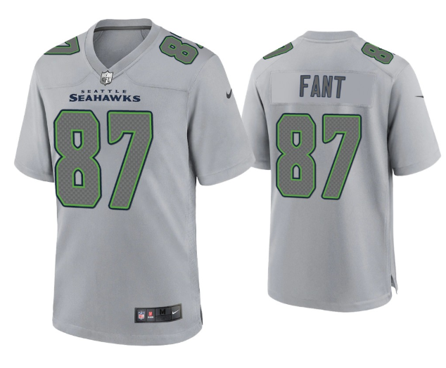 Mens Seattle Seahawks #87 Noah Fant Grey Atmosphere Fashion Stitched Game Jersey