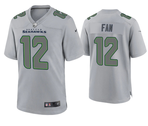 Mens Seattle Seahawks #12 Fan Grey Atmosphere Fashion Stitched Game Jersey