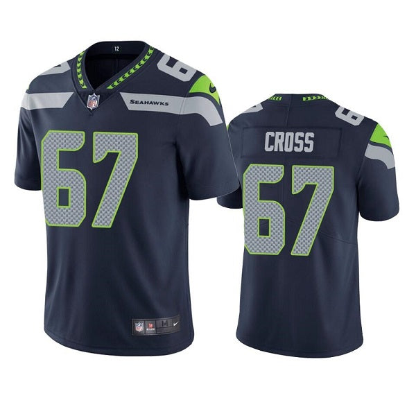 Mens Seattle Seahawks #67 Charles Cross Navy Vapor Untouchable Limited Stitched Jersey