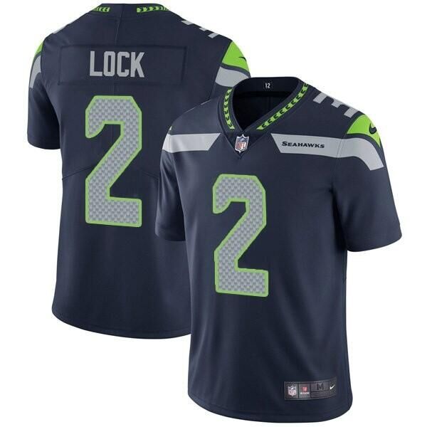 Mens Seattle Seahawks #2 Drew Lock Navy Vapor Untouchable Limited Stitched Jersey