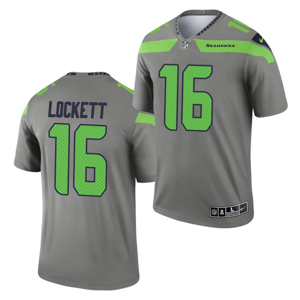 Mens Seattle Seahawks #16 Tyler Lockett Grey Inverted Legend Stitched Jersey