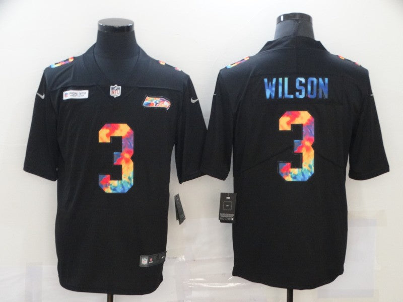 Mens Seattle Seahawks #3 Russell Wilson 2020 Black Crucial Catch Limited Stitched Jersey